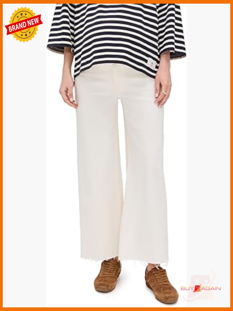 Maternity High Rise Wide Leg Jeans Frayed Cuffs Elastic Waist